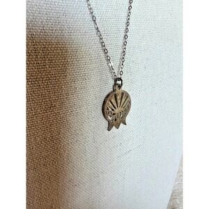 Vintage Israel 925 Silver Pomegranate Pendant Necklace Biblical Symbol Judaica
